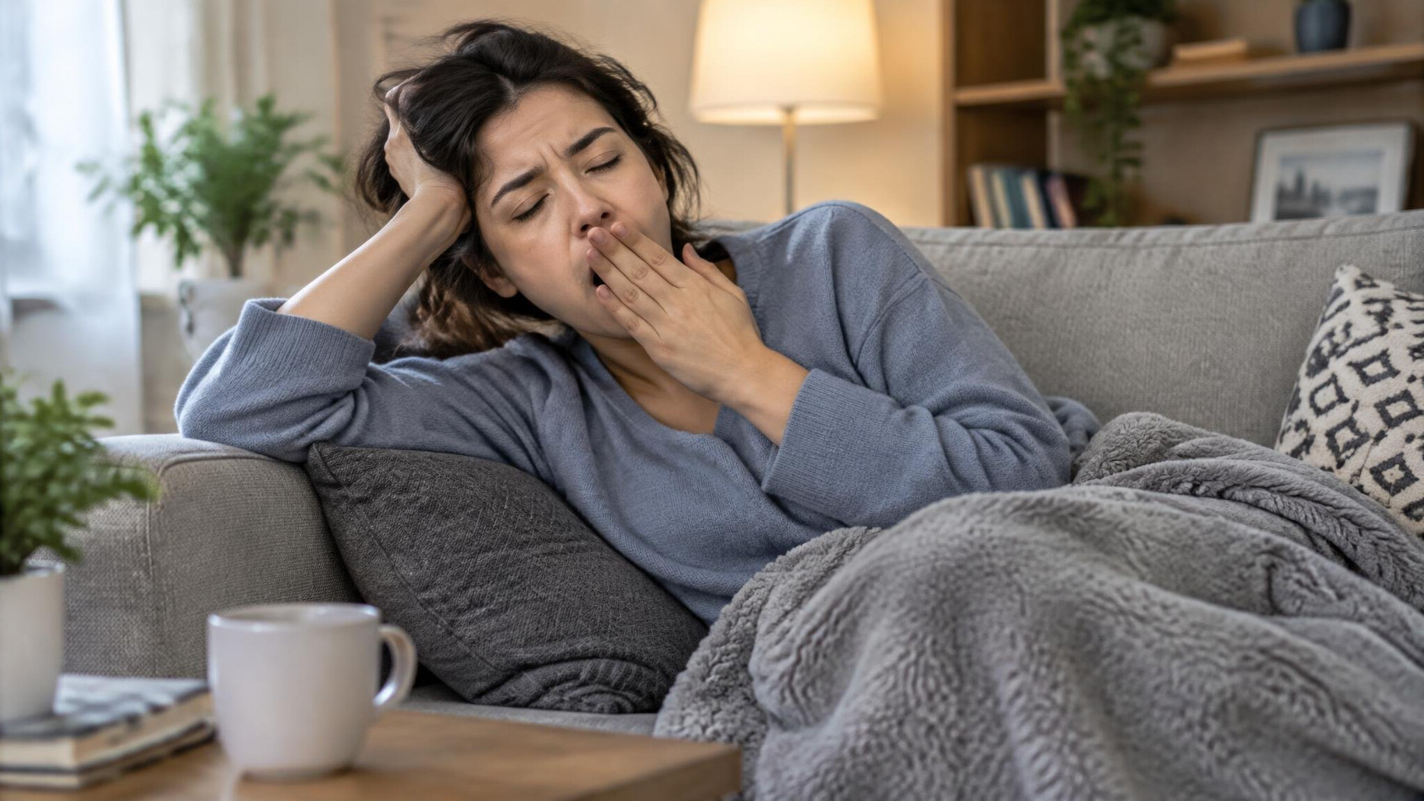 tired person on couch
