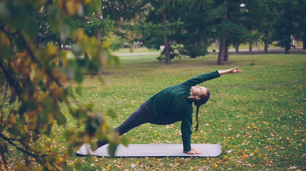 yoga pose in park